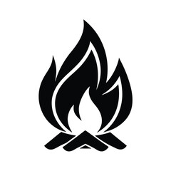 Campfire Flame Stencil Icon Silhouette Vector Illustration