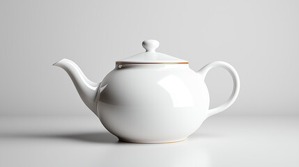 Elegant porcelain teapot with golden trim displayed on a clean surface