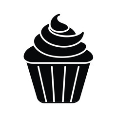 Cupcake Dessert Icon Silhouette Vector Illustration