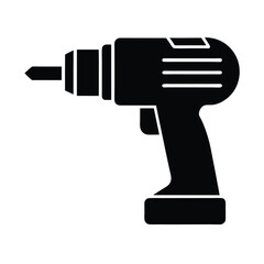 Drill Machine Icon Silhouette Vector Illustration