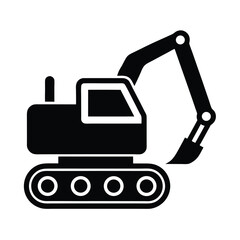 Excavator Heavy Machine Icon Silhouette Vector Illustration