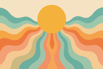 Retro Sunburst Psychedelic 70s Vintage Wave Art Design