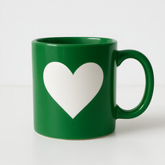 green mug with heart