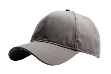 Stylish Grey Baseball Cap Mockup, Isolated on Transparent Background. Perfect for Branding and on transparent background