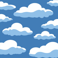 Fluffy Clouds Illustration  Cartoon Cloud Pattern Design for Backgrounds