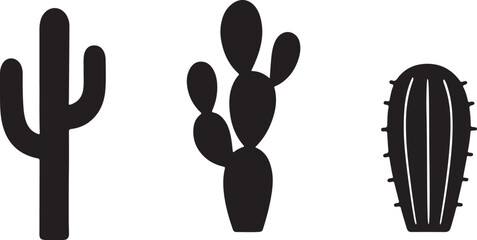 Minimalist Cactus Silhouettes Vector EPS Graphics for Design Projects