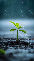 Rain nourishes green seedling growth in nature's soil outdoor close-up