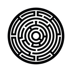 Maze Labyrinth Stencil Icon Silhouette Vector Illustration