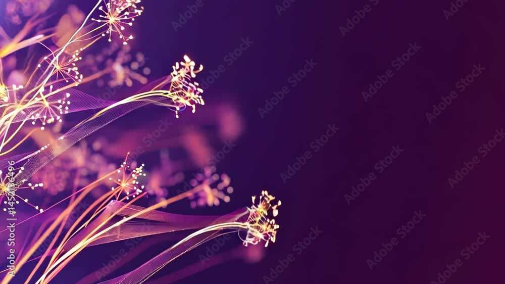 Poster vivid abstract digital background featuring colorful light trails and shapes, creating a serene and 