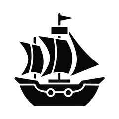 pirate ship stencil icon silhouette vector illustration
