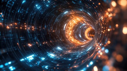 Obraz premium Vivid digital vortex showing a swirl of light and energy against a white background