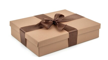 Elegant Brown Gift Box with Chocolate Ribbon