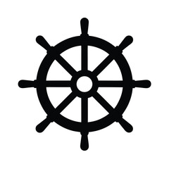 ship wheel helm stencil icon silhouette vector illustration © freevectora