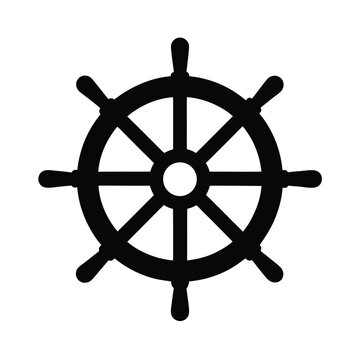 ship wheel helm stencil icon silhouette vector illustration