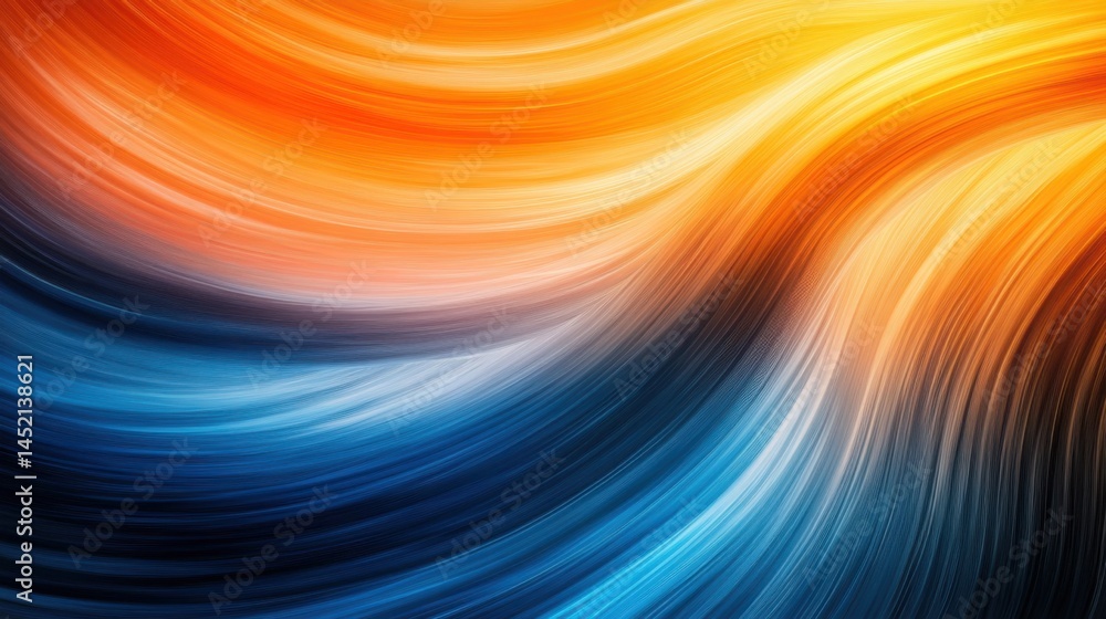 Poster colorful abstract swirl of orange and blue creating a dynamic display of flowing patterns
