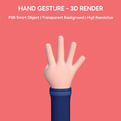 Fototapeta premium Cartoon Hand Gesture Counting to Four