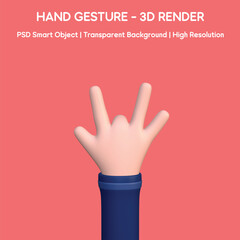 Fototapeta premium 3D Cartoon Hand Gesture - Rock On