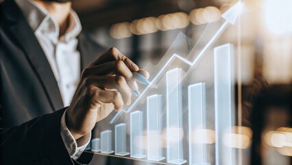 Businessman drawing a graph