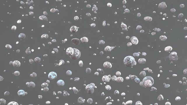 Light bubbles floating in grey space. Great for backgrounds, relaxation visuals, or lightness symbolism.