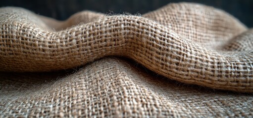 Fototapeta premium Textured Burlap Fabric: A Close-Up View of Rustic Brown Hessian Material