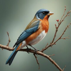 Fototapeta premium A bird perched on a branch- AI generated