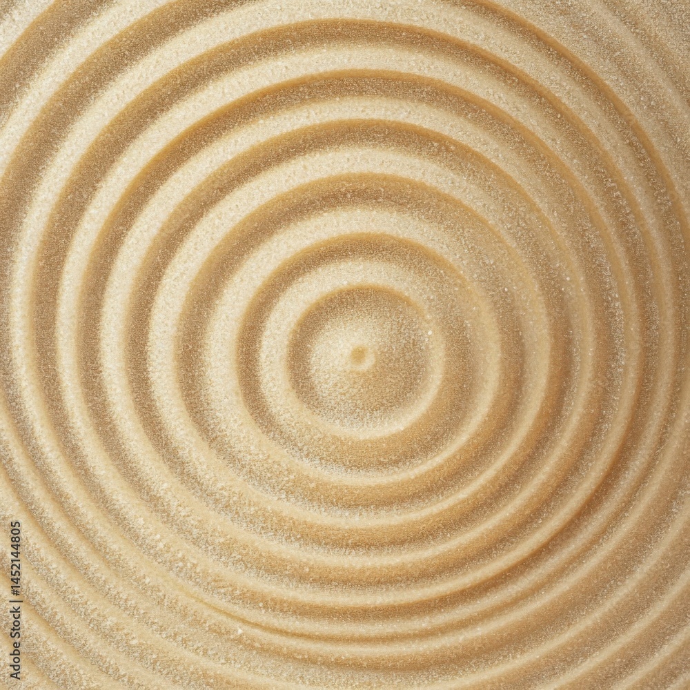 Poster detail of textured sandy surface with concentric circular patterns in a natural setting during sunny