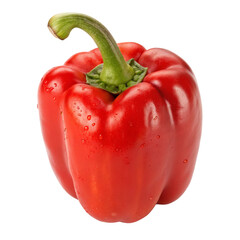 Fresh red bell pepper fully ripe and isolated cleanly on a white background
