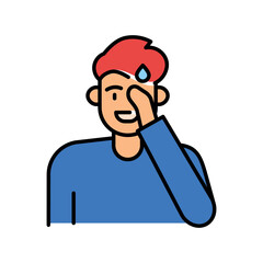 Shame emotion color line icon for digital and print projects.