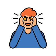 Surprise emotion color flat icon for digital and print projects.