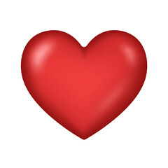 Vector red shiny 3d shaded heart symbol isolated on white background