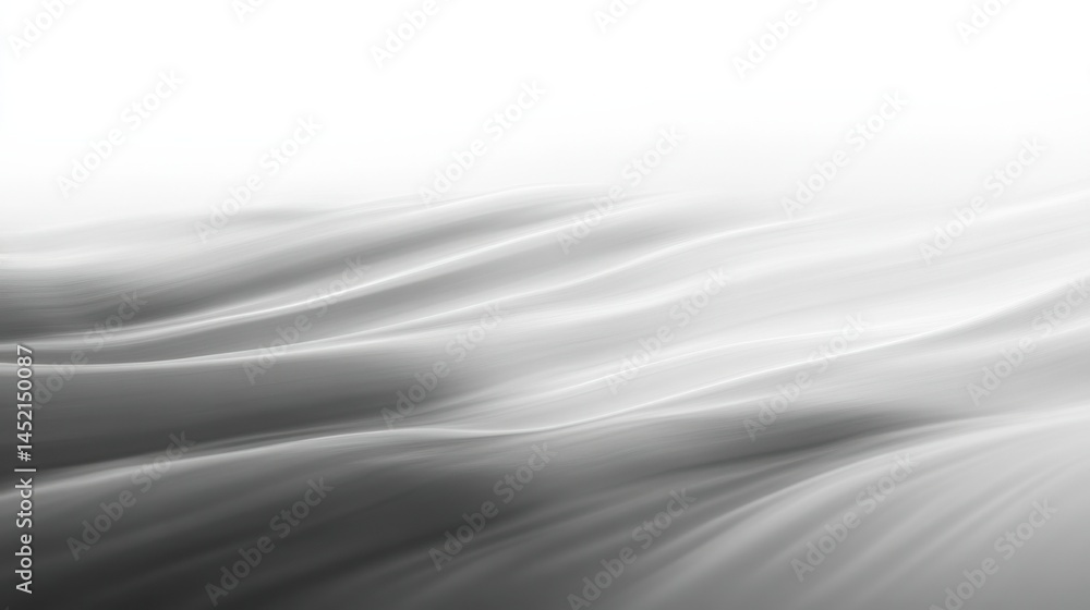 Poster soft waves of gray and white blend seamlessly, creating an abstract view of flowing textures and lig