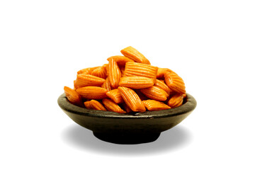 Pang Pang Sugar Caramel Cake or Pillow Shaped Snack, served on black plate and isolated on white background 