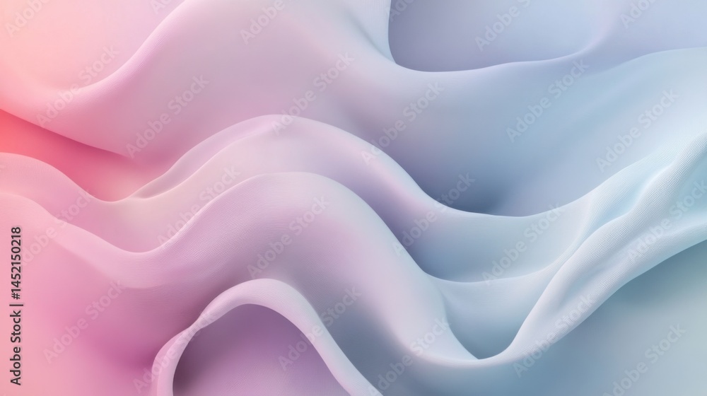 Poster soft waves of fabric in pastel colors creating a serene and calming visual experience in a minimalis