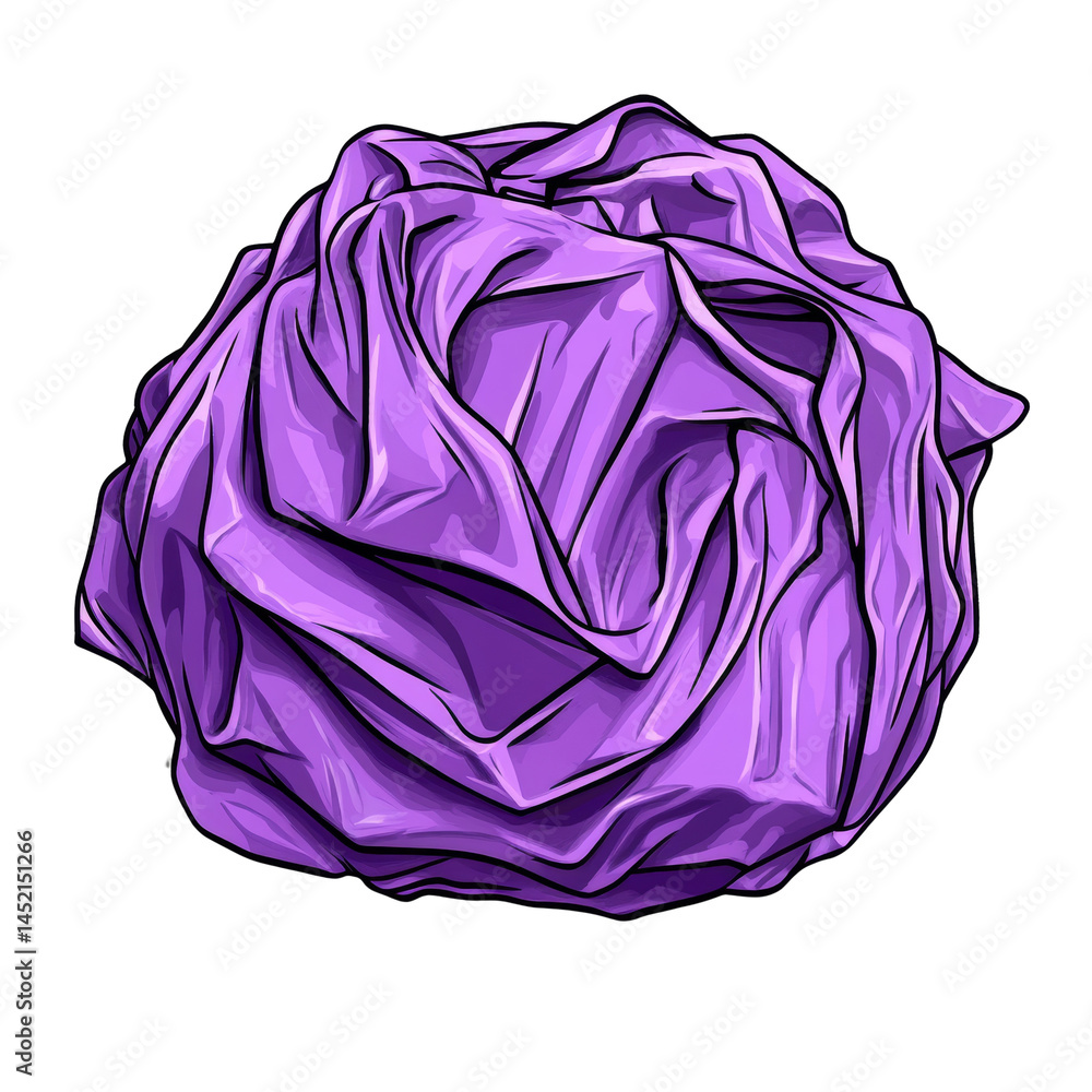 Poster stylized rendering of draped fabric in shades of violet on a clean isolated setting