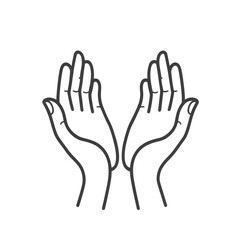 Obraz premium Delicate outline of hands reaching upward with a sense of hope or aspiration against a stark backdrop, minimalist representation