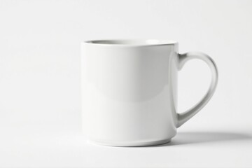 Obraz premium Classic white ceramic mug, isolated on pure white background, crockery, tea cup, coffee cup