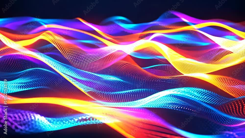 Poster this vibrant abstract image showcases colorful waves of light creating a dynamic and energetic backg