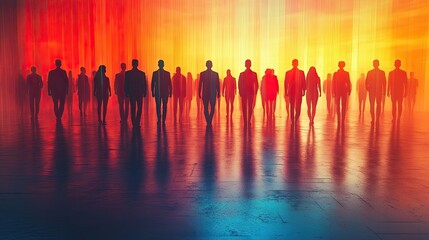 Silhouette figures in vibrant, warm light