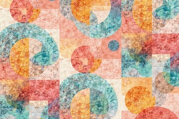 Naklejka premium Abstract geometric shapes repeat in calming neutral tones , interior, contemporary