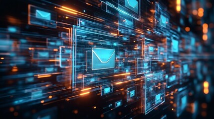 Abstract network grid with files and folders, futuristic software interface, digital document management system, store, search and organize documents, corporate business, paperless office,
 