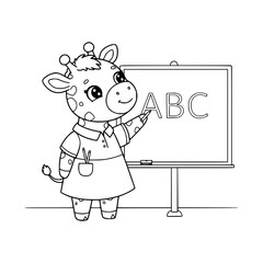 cartoon giraffe. animal. coloring page for kids