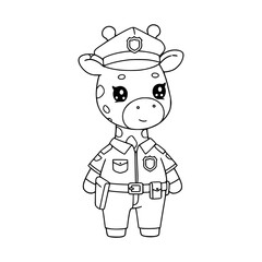 cartoon giraffe. animal. coloring page for kids. Kawaii style