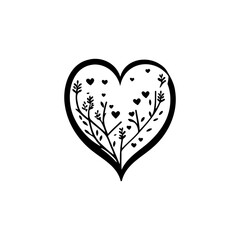 Delicate botanical heart design with intricate branches and leaf-shaped embellishments