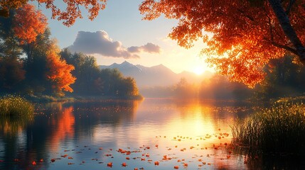 sunset over the river