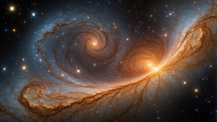 Fototapeta premium Captivating view of a spiral galaxy swirling in the depths of the vast and mysterious cosmos.
