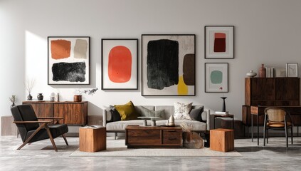 Decorate Room with Modern Art, Stylish Cushions, Elegant Vase, Wooden Furniture & Minimalist Design