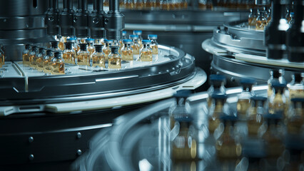 Pharmaceutical Bottling Process in a Modern Industrial Production Facility