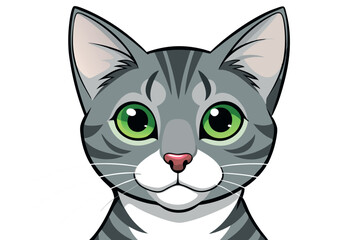 Fototapeta premium Charming cat face with large green eyes, ideal for pet related projects and illustrations