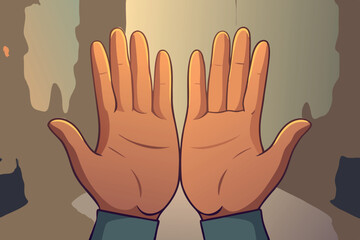 Fototapeta premium Hands held out with palms up, a visual expression of openness and receptivity in a serene and peaceful environment