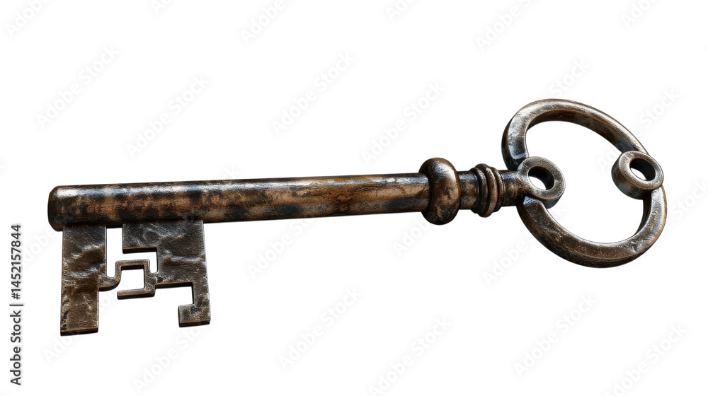Aufkleber realistic key on white background: high-resolution stock photo for design projects and websites. on 